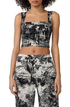 Diane Von F&uuml;rstenberg Wendy Abstract Print Knit Crop Top in Paysage Black at Nordstrom, Size X-Small