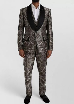 Dolce & Gabbana silk-blend floral jacquard three-piece tuxedo suit