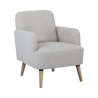 DRAWER Sill&oacute;n retro de tela con patas de madera clara - beige