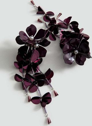 Mango Orecchini fiori pendenti granato - Donna - Taglia unica - MANGO