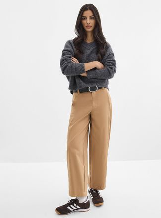 Icone Womens Belted stretch barrel pant