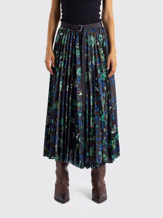 sacai High-Waisted Pleated Midi Skirt in Paisley Print Cr&ecirc;pe