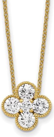 Diamond2Deal 14k Gold 1 Ct Lab Grown Diamond Bloom Floral Pendant Necklace 18