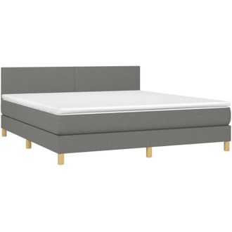 vidaXL Vidaxl - Cama Box Spring Con Colch&oacute;n Tela Gris Oscuro 180x200 Cm