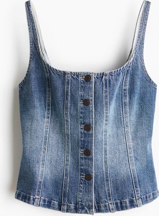 H&M Gekn&ouml;pftes Denimtop - Blue