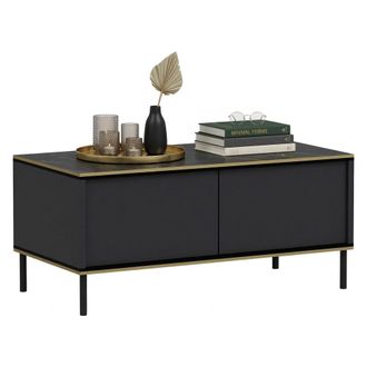 Dmora Mesa De Centro Zerbolo, Con Patas, Un Compartimento, Tapa Elevable, 90x45x40h Cm Negro Antracita
