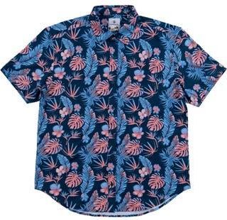 Burnside Premier Tropical Print Short Sleeve Button Up Shirt in Navy at Nordstrom Rack, Size Xx-Large