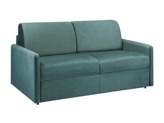 Vente-Unique Sof&aacute;-cama de 3 plazas con apertura expr&eacute;s de terciopelo CALIFE - Verde menta - Cama de 140 cm - Colch&oacute;n de 14 cm