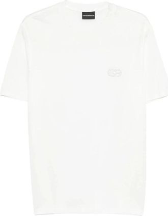 Emporio Armani T-shirt met ronde hals en logo - Heren - T-shirts - Wit - 2XL - Katoen - Tops