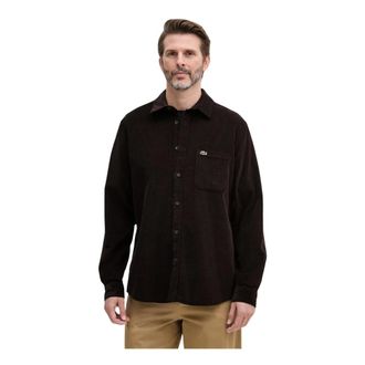 Lacoste Regular Fit Velour Shirt - Heren - Casual Overhemden - Bruin - XL - Katoen - Overhemden