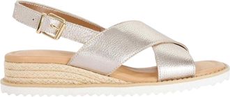 Dune London Lemesos leren platte sandalen voor dames (Goud)