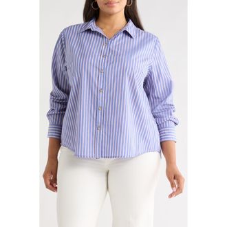 Beach Lunch Lounge Bentley Stripe Cotton Button-Up Shirt in Blue Life at Nordstrom, Size 2X