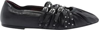 Ash Brendah Pointed-Toe Buckle Flat - Dames - Loafers - Zwart - 37 EU - Leer - Schoenen