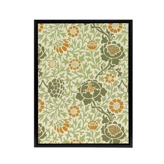 Artery8 Grafton 1883 Floral Motif Framed Canvas Wall Art Print William Morris in Green | Size: W24 x H32