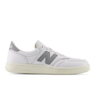 New Balance Unisex T500 en Blanco/Gris, Cuero, Talla 37.5