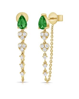 Sabrina Designs 14K 1.27 Ct. Tw. Diamond & Emerald Dangle Earrings