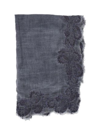Faliero Sarti Grey Fiorenza Floral Embroidered Scarf