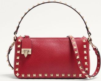 Valentino Garavani Small Rockstud Grainy Calfskin Crossbody Bag Wo