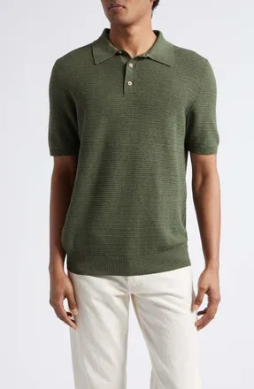 Isaia Silk & Linen Polo in Gs566 at Nordstrom, Size X-Large
