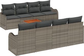 vidaXL Garden Sofa Set 9 pcs Grey Poly rattan Vidaxl