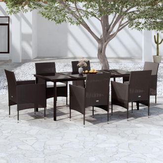 vidaXL Juego De Comedor De Jard&iacute;n 7 Piezas Con Cojines Negro Vidaxl