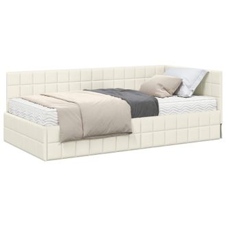 vidaXL Estructura De Cama Esquina Con Colch&oacute;n 2 Uds. Crema 90 X 190 Cm Vidaxl