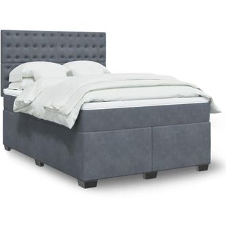 vidaXL Vidaxl - Cama Box Spring Con Colch&oacute;n Terciopelo Gris Oscuro 160x200 Cm