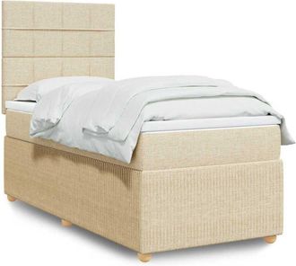 vidaXL Cama Box Spring Con Colch&oacute;n Tela Color Crema 80x200 Cm Vidaxl