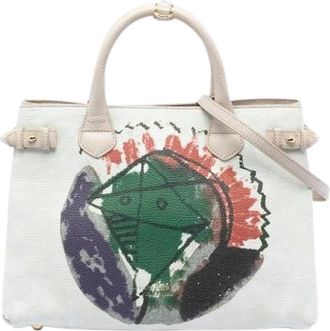 Burberry Pre-owned Handbags, female, White, Size: ONE SIZE Pre-owned Vintage Leather Tote