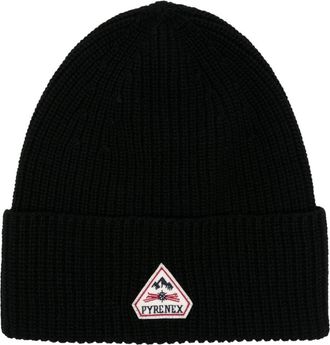 Pyrenex logo-patch chunky-knit beanie - men - Viscose/Wool/Polyamide/Cashmere - One Size - Black