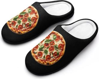 Generic Italian Pizza Cotton Slipper for Women Indoor Outdoor House Shoes Anti-Skid Slippers with Rubber Sole
