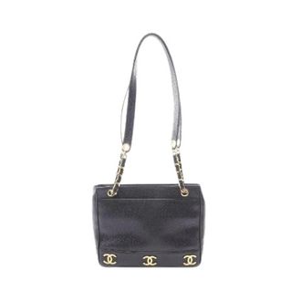Chanel Pre-owned Triple Coco Grained Calf Tote Bag - Dames - Pre-owned - Zwart - Maat: ONE Size Leer