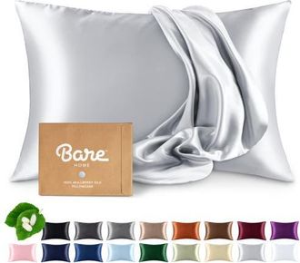 Bare Home 19 Momme 100% Mulberry Silk Pillowcase in Silver at Nordstrom, Size Standard