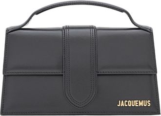 Jacquemus Structured Black Leather Shoulder Bag With Padded Handle