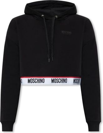 Moschino Logo Banda Hoodie - Dames - Hoodies - Zwart - L - Katoen - Hoodies & sweatvesten