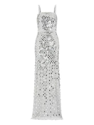 Jenny Packham Juliette maxi dress - women - Polyester/glass - 10 - Grey