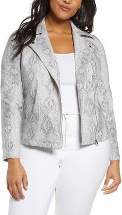 Adyson Parker Animal Print Moto Jacket in Grey Combo at Nordstrom Rack, Size 1X