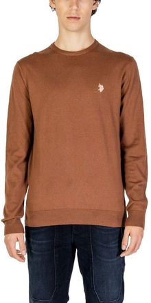 U.S.Polo Association Mens Crew Neck Sweater Long Sleeve - Brown Cotton - Size EU 48 (Mens)