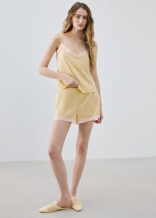 Mango Short pigiama 100% cotone giallo pastello - Donna - S - MANGO