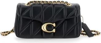Coach Tabby 20 Black Quilted Shoulder Bag With Chain-Link Leather Shoulder Straps And Logo Plaque On The Front In Leather Woman