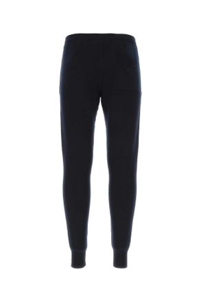 Prada Mens Dark Blue Stretch Cashmere Blend Joggers Bleu Pantaloni