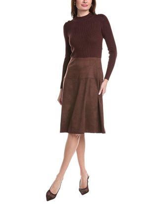 T Tahari Funnel Neck Midi Dress