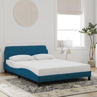 vidaXL Estructura De Cama Con Cabecero Dover Terciopelo Azul 140x190 Cm Vidaxl