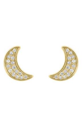 Effy Sterling Silver & Diamond Moon Stud Earrings - 0.18 ctw in Gold at Nordstrom Rack