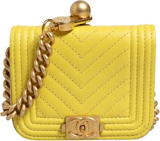 Chanel Crossbody Yellow Leather Womens Bag (Pre-Owned)