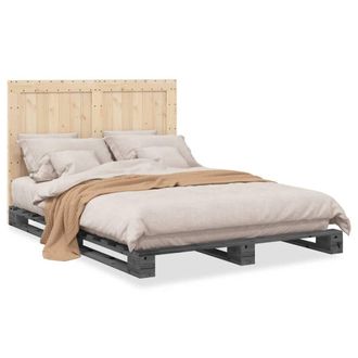 Berkfield Home Bed Frame without Mattress Grey 140x200 cm Solid Wood Pine