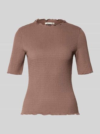 Tom Tailor Denim Slim Fit T-Shirt mit Stehkragen in Taupe, Gr&ouml;&szlig;e XS