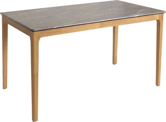 Hhg Hhg - Nunca Usado] Mesa De Comedor 642, Mesa De Comedor, Madera Maciza Hdf Laminado Melamina 135x80cm, Aspecto M&aacute;rmol/piedra, Patas Color Claro