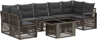 vidaXL Conjunto De Sof&aacute;s De Jard&iacute;n 8 Uds. Gris Y Gris Oscuro Vidaxl