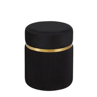 Maisons du monde Puf redondo negro y dorado